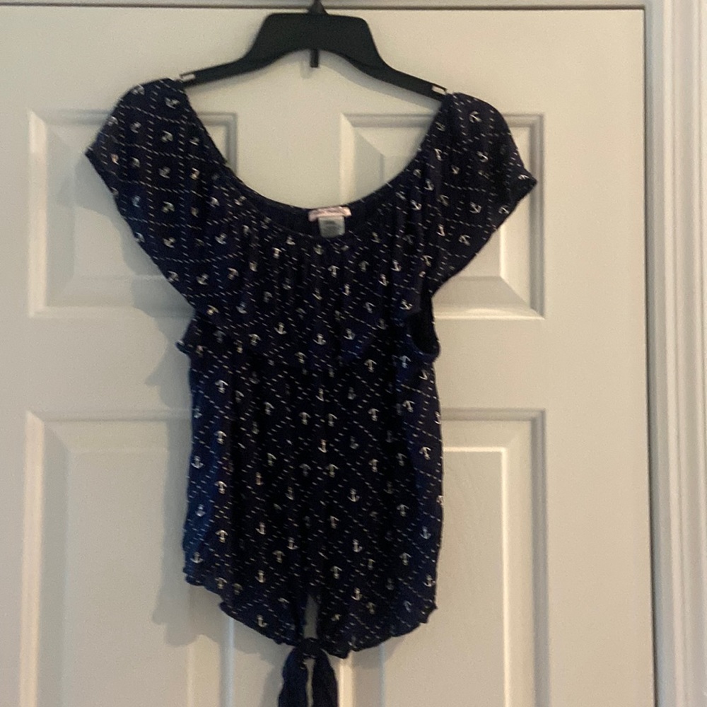 Nautical top . Can wear  on or off the shoulder